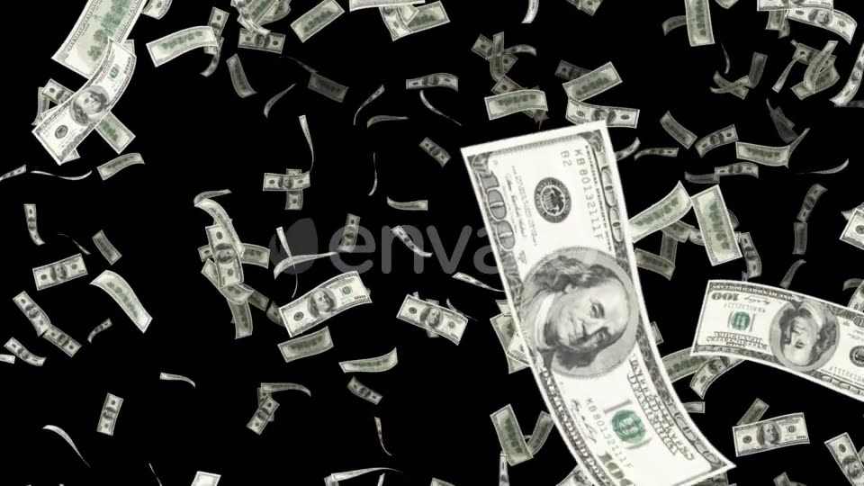 Falling Hundred Dollar on an Alpha Chanel Videohive 22066331 Motion Graphics Image 3