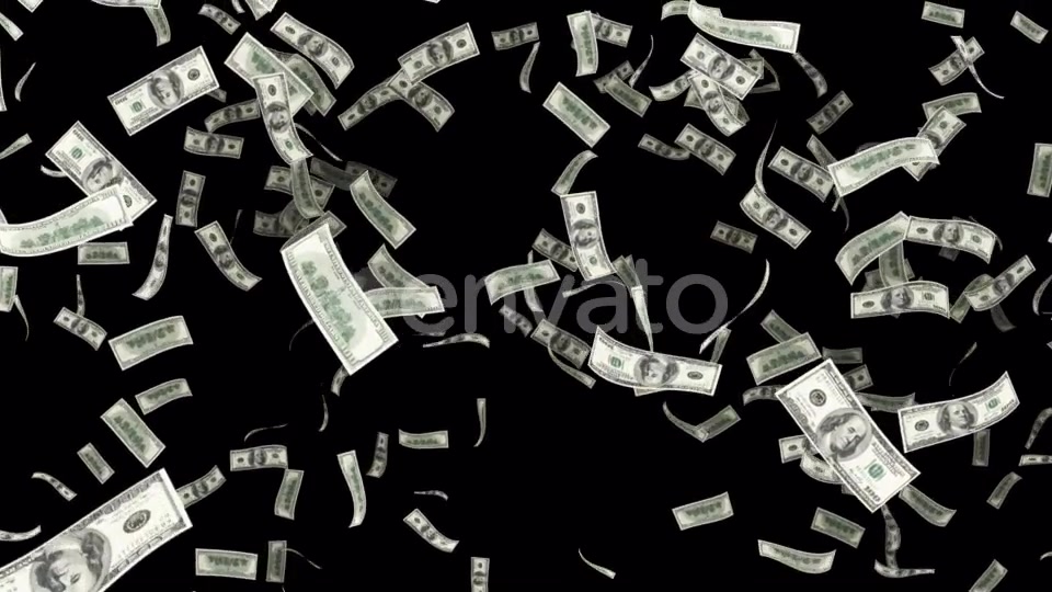 Falling Hundred Dollar on an Alpha Chanel Videohive 22066331 Motion Graphics Image 4