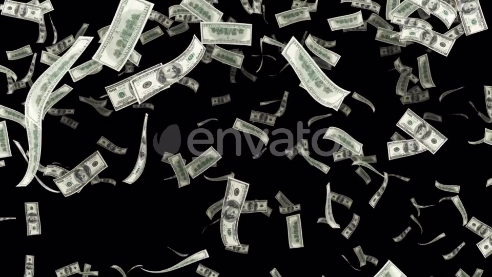 Falling Hundred Dollar on an Alpha Chanel Videohive 22066331 Motion Graphics Image 6