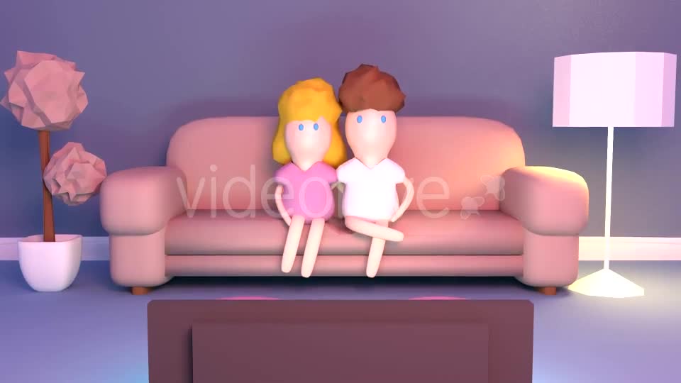 Family Watching TV In The Living Room Videohive 15355305 Motion Graphics Image 1
