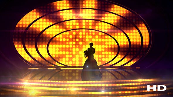 Female Silhouette On Stage Against The Festive Illumination - Download 21688169 Videohive