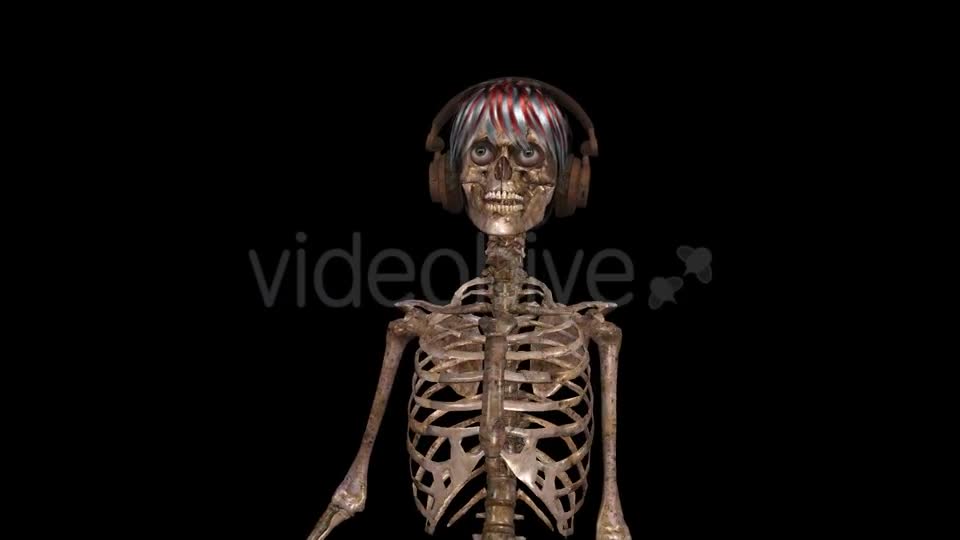 Female Skeleton Dancing In Headphones Videohive 9231605 Motion Graphics Image 1