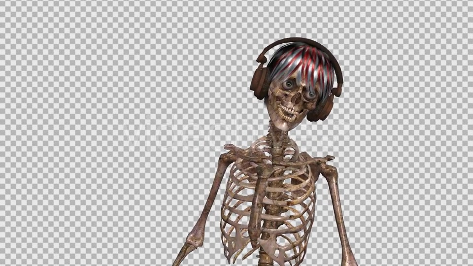 Female Skeleton Dancing In Headphones Videohive 9231605 Motion Graphics Image 6