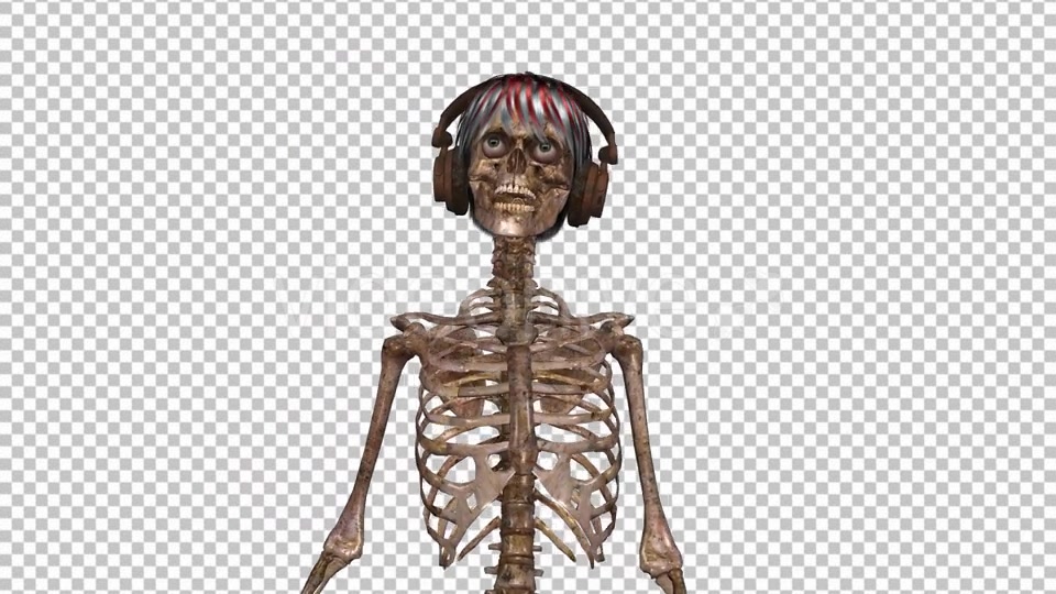Female Skeleton Dancing In Headphones Videohive 9231605 Motion Graphics Image 7