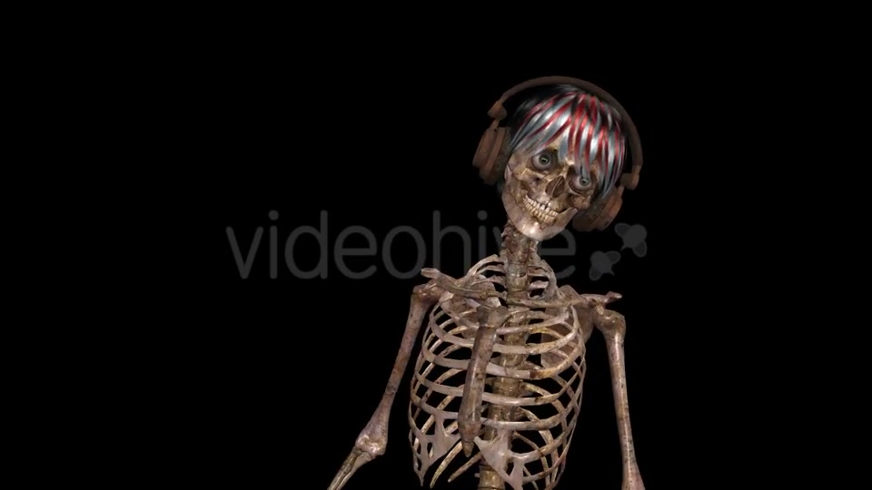 Female Skeleton Dancing In Headphones Videohive 9231605 Motion Graphics Image 9