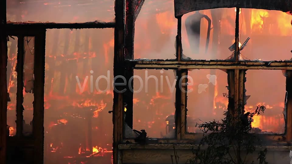 Fire In Wooden House  Videohive 7876894 Stock Footage Image 2