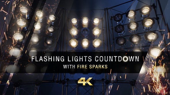 Flashing Lights Countdown With Fire Sparks - Download 24214654 Videohive