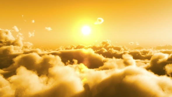 Flight Over Clouds, Yellow Sunset - Videohive Download 20028018