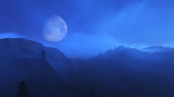 Flight Over Mountains During Moon V2 - 13321174 Download Videohive