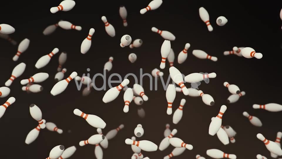 Floating Bowling Pins on a Dark Background Videohive 20290330 Motion Graphics Image 3