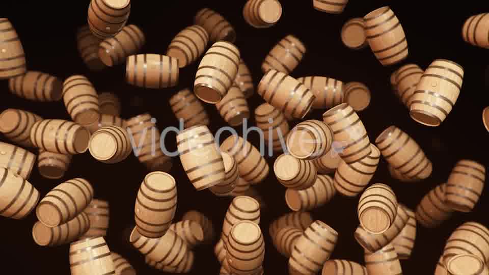 Floating Wooden Barrels Against a Dark Background Videohive 20290659 Motion Graphics Image 10