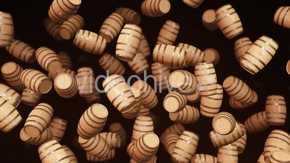 Floating Wooden Barrels Against a Dark Background Videohive 20290659 Motion Graphics Image 11