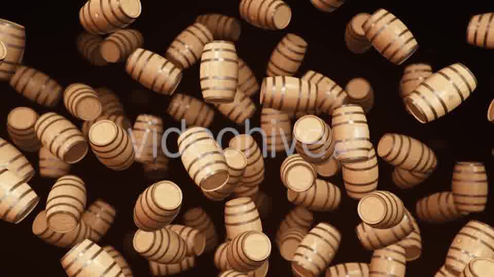 Floating Wooden Barrels Against a Dark Background Videohive 20290659 Motion Graphics Image 12