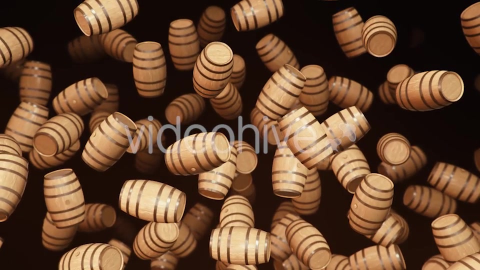 Floating Wooden Barrels Against a Dark Background Videohive 20290659 Motion Graphics Image 4
