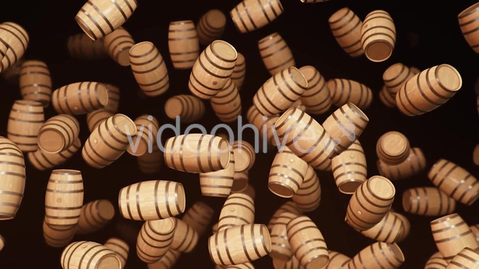 Floating Wooden Barrels Against a Dark Background Videohive 20290659 Motion Graphics Image 5