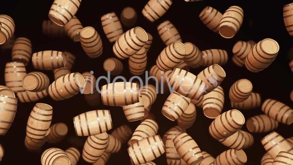 Floating Wooden Barrels Against a Dark Background Videohive 20290659 Motion Graphics Image 6
