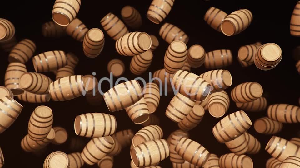 Floating Wooden Barrels Against a Dark Background Videohive 20290659 Motion Graphics Image 7