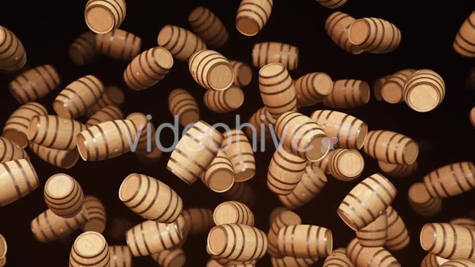 Floating Wooden Barrels Against a Dark Background Videohive 20290659 Motion Graphics Image 8