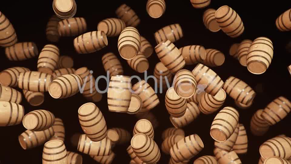 Floating Wooden Barrels Against a Dark Background Videohive 20290659 Motion Graphics Image 9