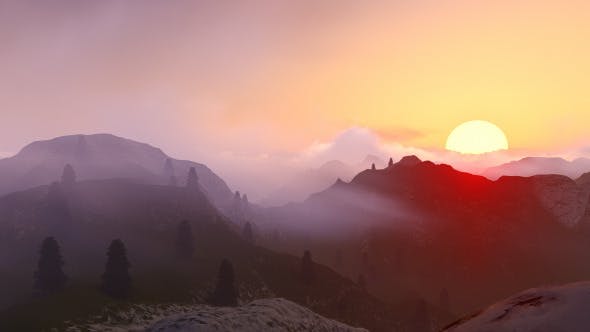 Fly over Mountains During Sunset v2 - Download Videohive 13228467