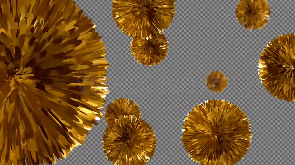 Flying Golden Pompoms Romantic Holiday Decoration Videohive 15296423 Motion Graphics Image 5