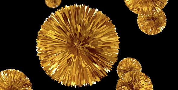Flying Golden Pompoms Romantic Holiday Decoration - Videohive 15296423 Download