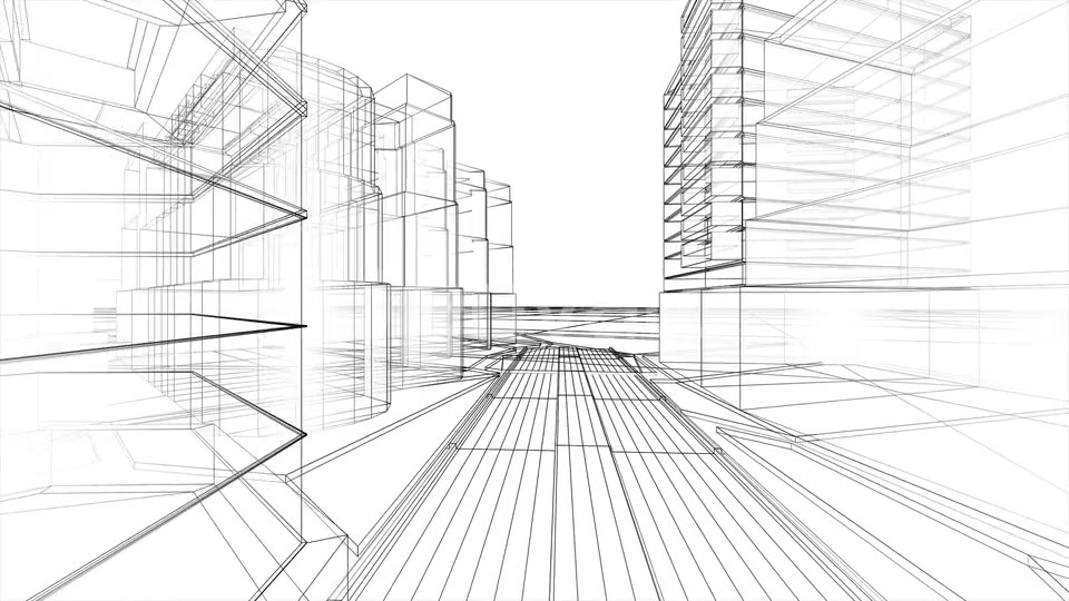 Flying Inside Digital Wireframe City Blueprint Seamless Loop Videohive 22732080 Motion Graphics Image 3