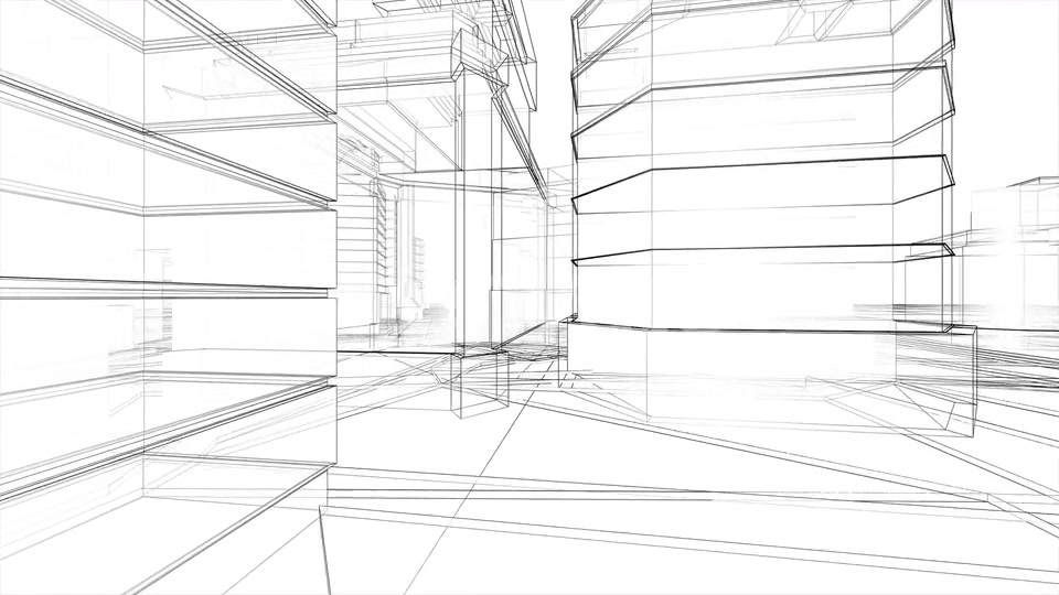 Flying Inside Digital Wireframe City Blueprint Seamless Loop Videohive 22732080 Motion Graphics Image 5