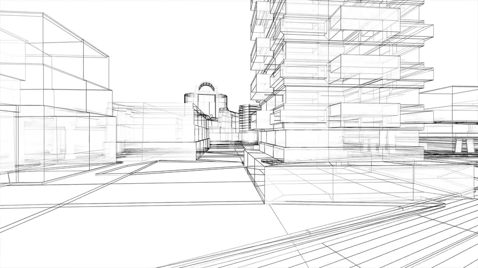 Flying Inside Digital Wireframe City Blueprint Seamless Loop Videohive 22732080 Motion Graphics Image 7
