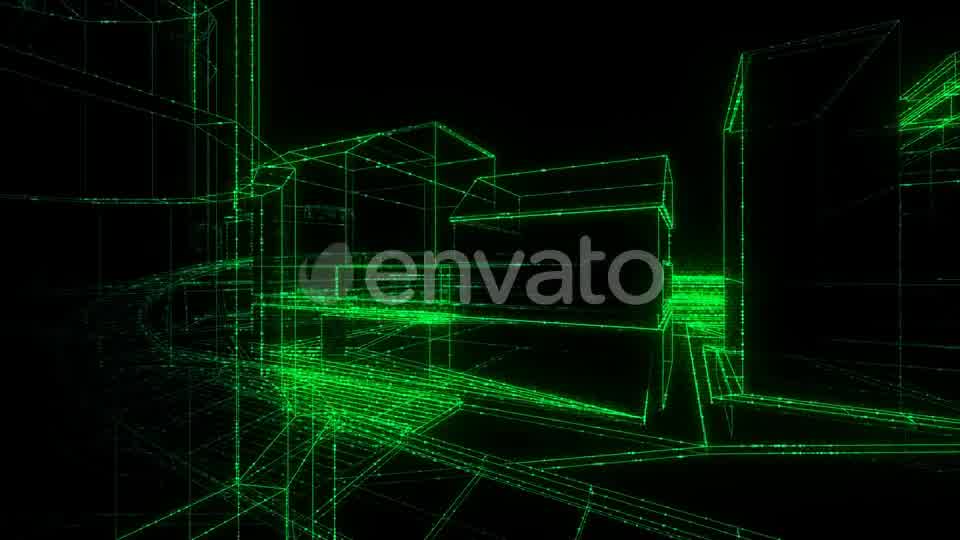 Flying Inside Green Digital Wireframe City Seamless Loop Videohive 22732079 Motion Graphics Image 10