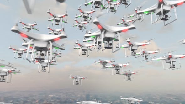 Flying Swarm of UAV Drones - Download Videohive 12710618