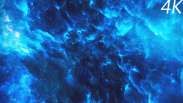 Flying Through Abstract Blue Colorful Nebula Tunnel in Boundless Space - Videohive 22354147 Download