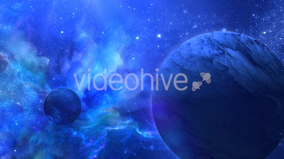 Flying Through Abstract Blue Space with Planets and Shine of Star Videohive 20938071 Motion Graphics Image 10