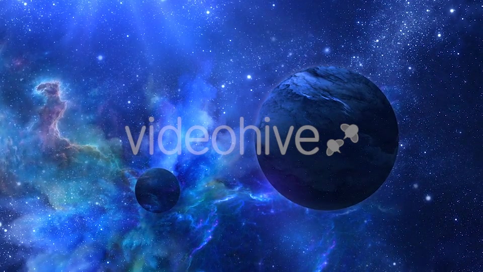 Flying Through Abstract Blue Space with Planets and Shine of Star Videohive 20938071 Motion Graphics Image 3