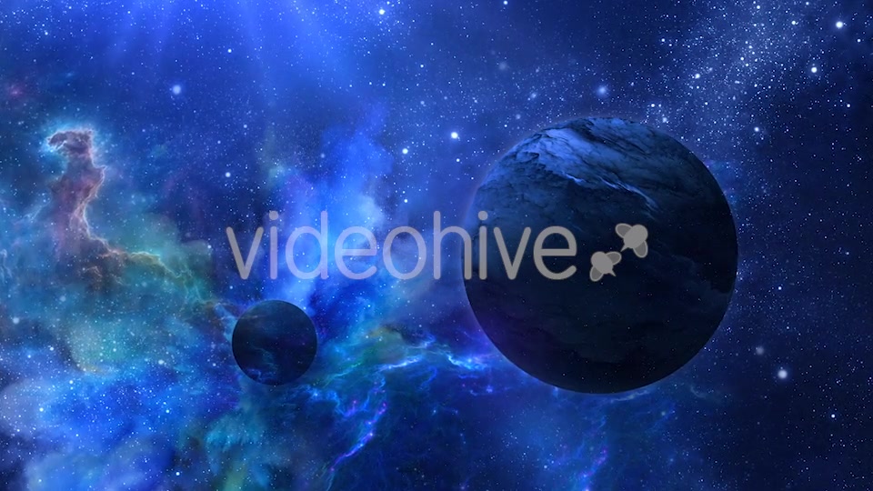 Flying Through Abstract Blue Space with Planets and Shine of Star Videohive 20938071 Motion Graphics Image 4