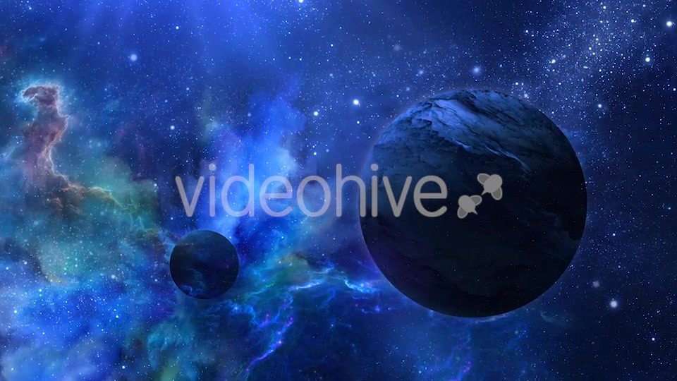 Flying Through Abstract Blue Space with Planets and Shine of Star Videohive 20938071 Motion Graphics Image 5