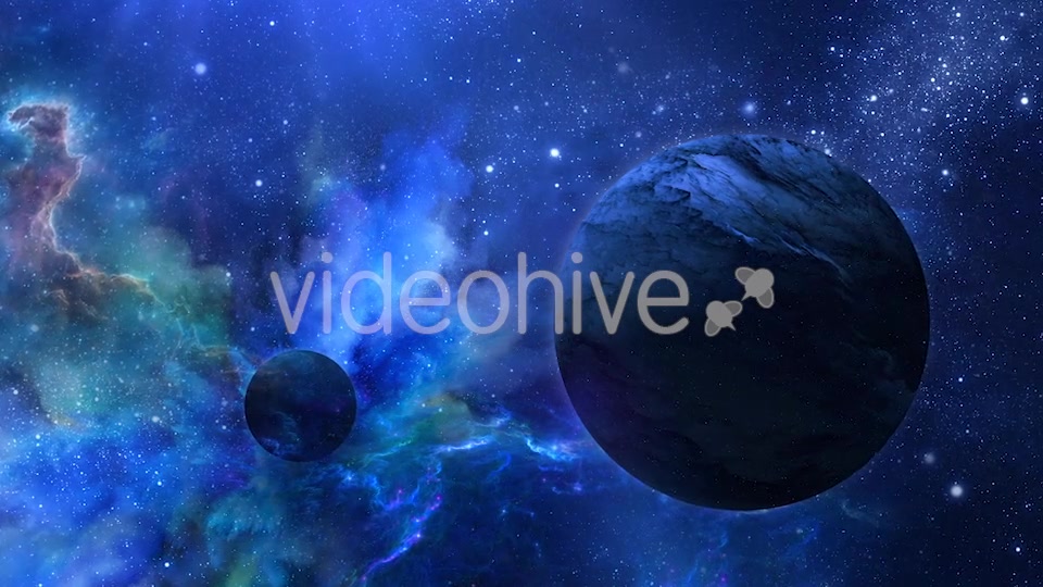 Flying Through Abstract Blue Space with Planets and Shine of Star Videohive 20938071 Motion Graphics Image 6