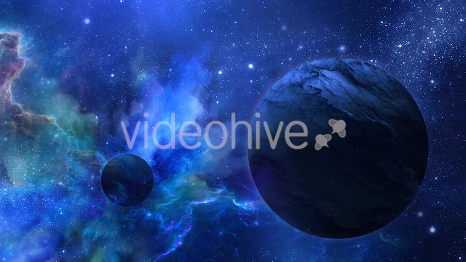 Flying Through Abstract Blue Space with Planets and Shine of Star Videohive 20938071 Motion Graphics Image 7