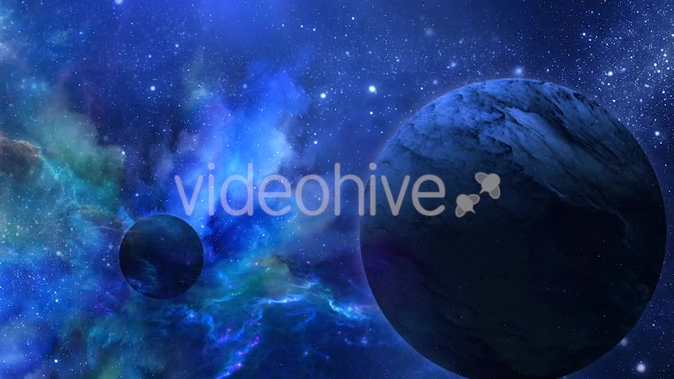 Flying Through Abstract Blue Space with Planets and Shine of Star Videohive 20938071 Motion Graphics Image 9