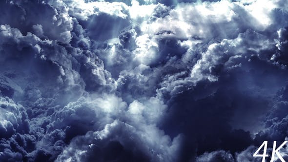 Flying Through Abstract Clouds with Light Rays - Videohive Download 21658594