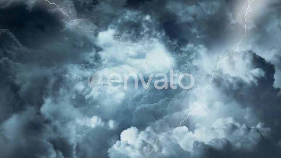 Flying Through Abstract Dark Night Thunder Clouds with Lightning Strikes Videohive 22416750 Motion Graphics Image 6