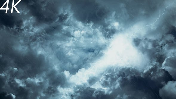 Flying Through Abstract Dark Night Thunder Clouds with Lightning Strikes - 22416750 Videohive Download