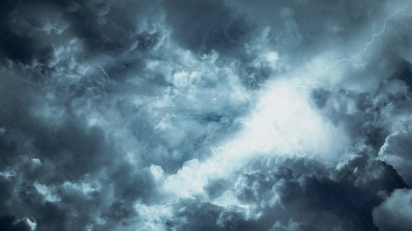 Flying Through Abstract Dark Night Thunder Clouds with Lightning Strikes - 22430106 Videohive Download