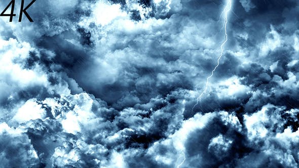 Flying Through Abstract Dark Night Thunder Clouds with Lightning Strikes - Videohive 22229544 Download