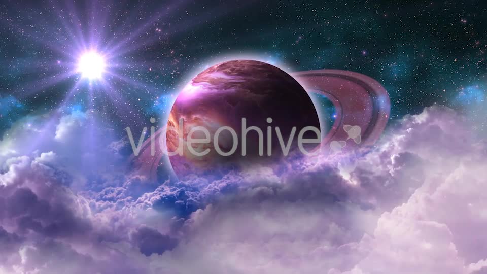 Flying Through Abstract Purple Clouds in Space and Planet with the Shine Star Videohive 20913031 Motion Graphics Image 1