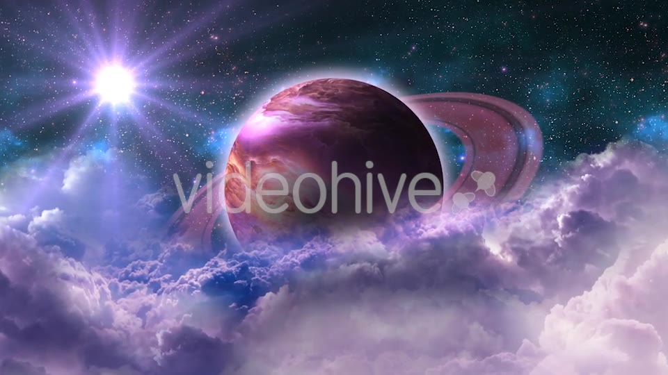 Flying Through Abstract Purple Clouds in Space and Planet with the Shine Star Videohive 20913031 Motion Graphics Image 2