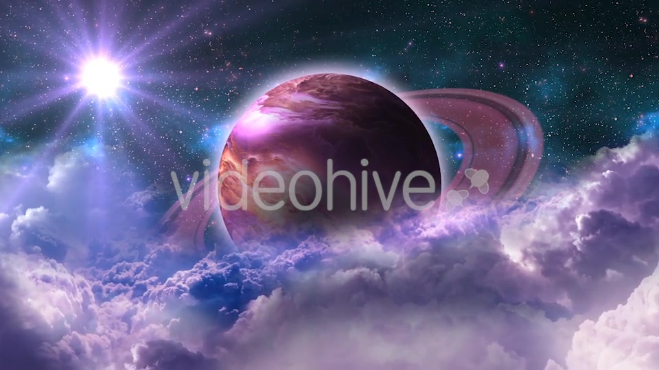 Flying Through Abstract Purple Clouds in Space and Planet with the Shine Star Videohive 20913031 Motion Graphics Image 3