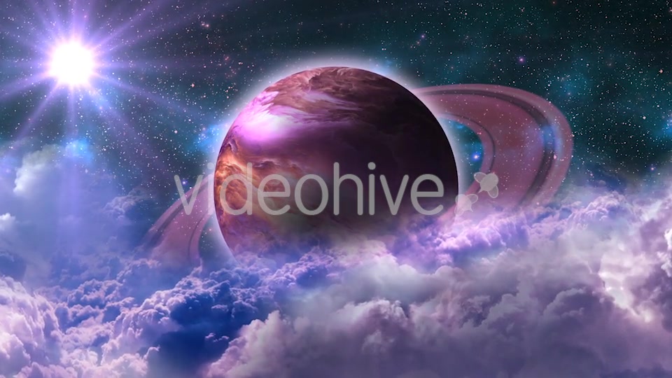 Flying Through Abstract Purple Clouds in Space and Planet with the Shine Star Videohive 20913031 Motion Graphics Image 5