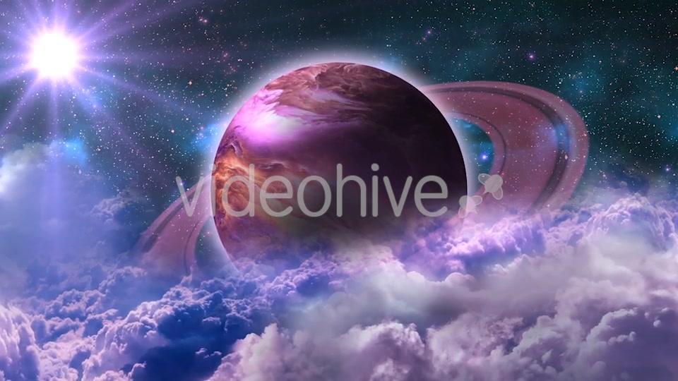 Flying Through Abstract Purple Clouds in Space and Planet with the Shine Star Videohive 20913031 Motion Graphics Image 6