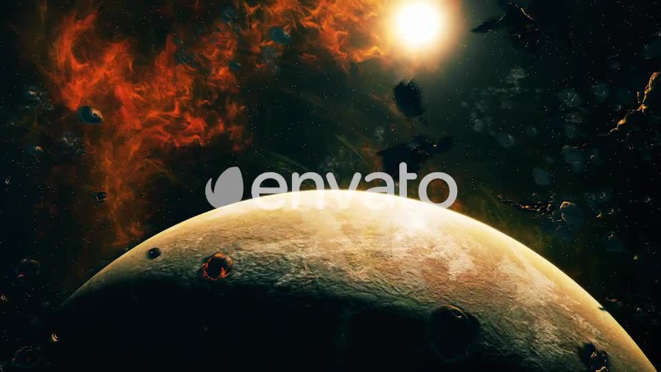 Flying Through Asteroids with Big Planet to Space Nebula and Star Videohive 22760545 Motion Graphics Image 1